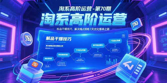 淘系高阶运营-第70期，标品干爆技巧，解决难点策略，大佬操盘方法创客联盟总站-闲云创业网-老韩轻创网-中创网-福缘网-冒泡网-资源之家-魔方项目库创客联盟总站