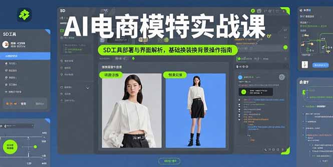 AI电商模特实战课，SD工具部署与界面解析，基础换装换背景操作指南创客联盟总站-闲云创业网-老韩轻创网-中创网-福缘网-冒泡网-资源之家-魔方项目库创客联盟总站