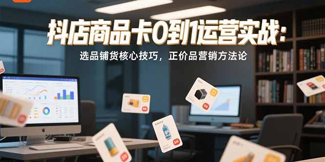 抖店商品卡0到1运营实战：选品铺货核心技巧，正价品营销方法论创客联盟总站-闲云创业网-老韩轻创网-中创网-福缘网-冒泡网-资源之家-魔方项目库创客联盟总站