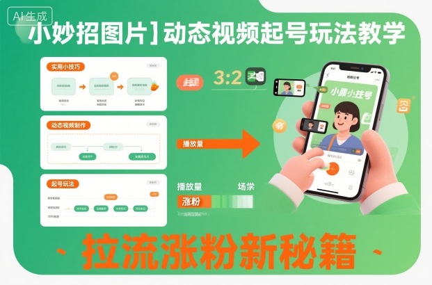 小妙招图片+动态视频起号玩法教学,拉流涨粉新秘籍创客联盟总站-闲云创业网-老韩轻创网-中创网-福缘网-冒泡网-资源之家-魔方项目库创客联盟总站