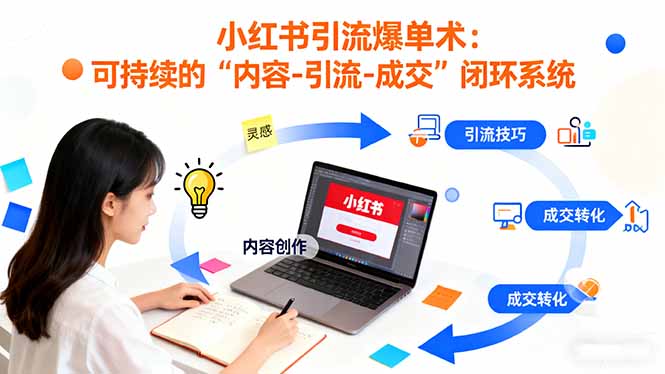 小红书引流爆单术：构建一套低成本 可持续的“内容-引流-成交”闭环系统创客联盟总站-闲云创业网-老韩轻创网-中创网-福缘网-冒泡网-资源之家-魔方项目库创客联盟总站