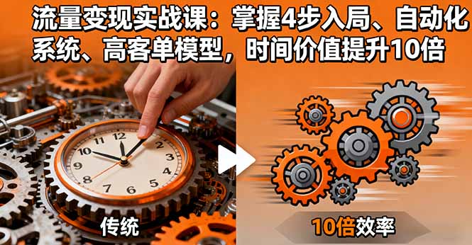 流量变现实战课：掌握4步入局、自动化系统、高客单模型，时间价值提升10倍创客联盟总站-闲云创业网-老韩轻创网-中创网-福缘网-冒泡网-资源之家-魔方项目库创客联盟总站