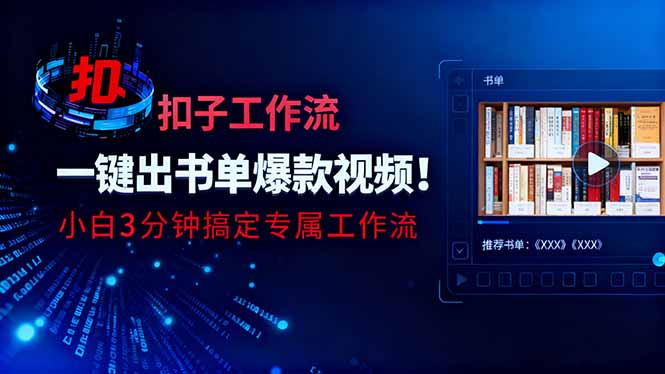 利用扣子工作流一键生成书单爆款视频，小白三分钟搞定专属工作流创客联盟总站-闲云创业网-老韩轻创网-中创网-福缘网-冒泡网-资源之家-魔方项目库创客联盟总站