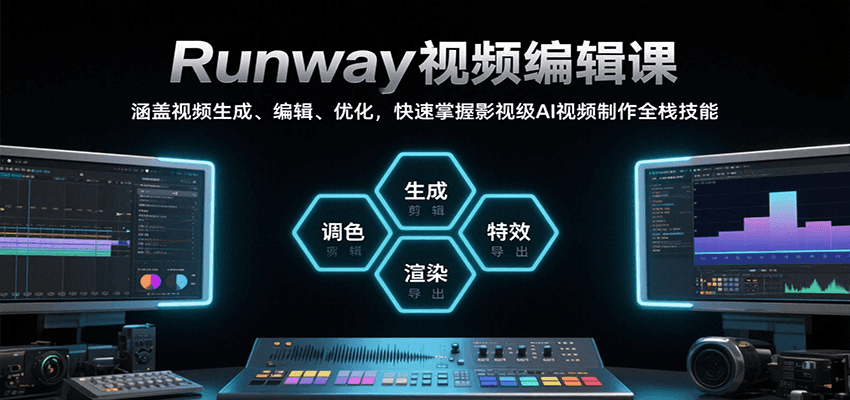 Runway视频编辑课,涵盖视频生成、编辑、优化,快速掌握影视级AI视频制作全栈技能创客联盟总站-闲云创业网-老韩轻创网-中创网-福缘网-冒泡网-资源之家-魔方项目库创客联盟总站
