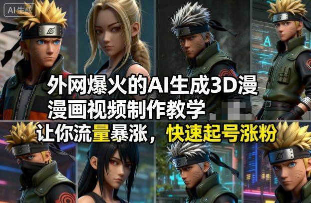 外网爆火的AI生成3D漫画视频制作教学,让你流量暴涨,快速起号涨粉!创客联盟总站-闲云创业网-老韩轻创网-中创网-福缘网-冒泡网-资源之家-魔方项目库创客联盟总站