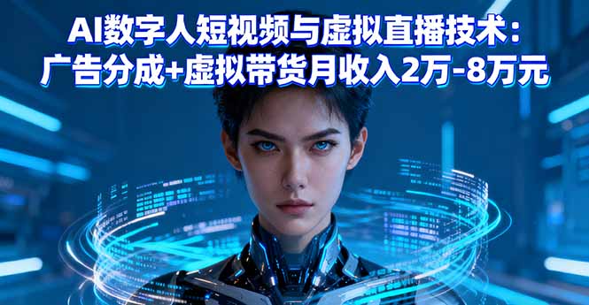 AI数字人短视频与虚拟直播技术：广告分成+虚拟带货月收入2万-8万元创客联盟总站-闲云创业网-老韩轻创网-中创网-福缘网-冒泡网-资源之家-魔方项目库创客联盟总站