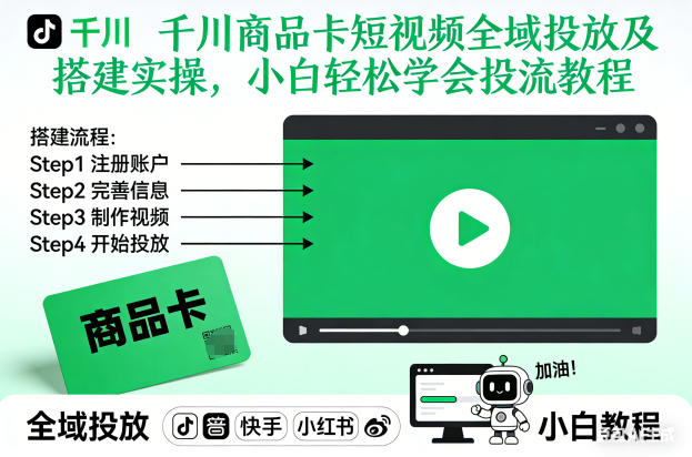 千川商品卡短视频全域投放及搭建实操,小白轻松学会投流教程创客联盟总站-闲云创业网-老韩轻创网-中创网-福缘网-冒泡网-资源之家-魔方项目库创客联盟总站
