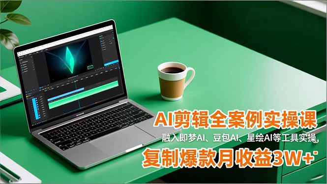 AI剪辑全案例实操课，融入即梦AI、豆包AI、星绘AI等工具实操，复制爆款月收益3W+创客联盟总站-闲云创业网-老韩轻创网-中创网-福缘网-冒泡网-资源之家-魔方项目库创客联盟总站