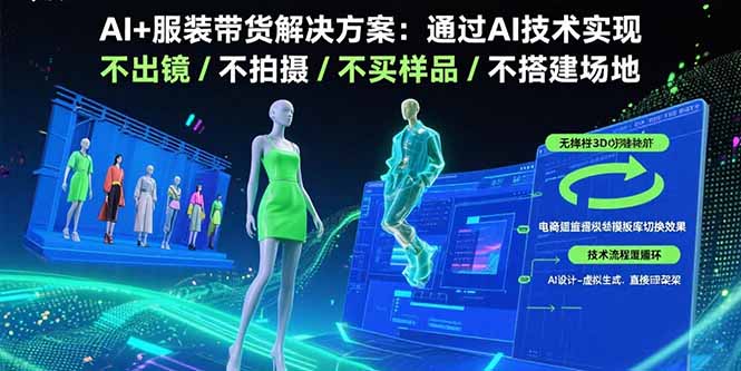 AI+服装带货解决方案：通过AI技术实现 不出镜/不拍摄/不买样品/不搭建场地创客联盟总站-闲云创业网-老韩轻创网-中创网-福缘网-冒泡网-资源之家-魔方项目库创客联盟总站