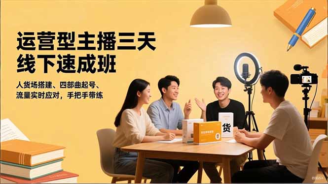 运营型主播三天线下班，人货场搭建,四部曲起号,流量实时应对，手把手带练创客联盟总站-闲云创业网-老韩轻创网-中创网-福缘网-冒泡网-资源之家-魔方项目库创客联盟总站