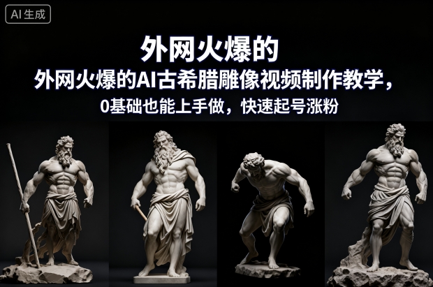 外网火爆的AI古希腊雕像视频制作教学,0基础也能上手做,快速起号涨粉创客联盟总站-闲云创业网-老韩轻创网-中创网-福缘网-冒泡网-资源之家-魔方项目库创客联盟总站