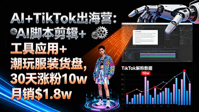 AI+TikTok出海营:AI脚本剪辑+工具应用+潮玩服装货盘,30天涨粉10w月销$1.8w创客联盟总站-闲云创业网-老韩轻创网-中创网-福缘网-冒泡网-资源之家-魔方项目库创客联盟总站