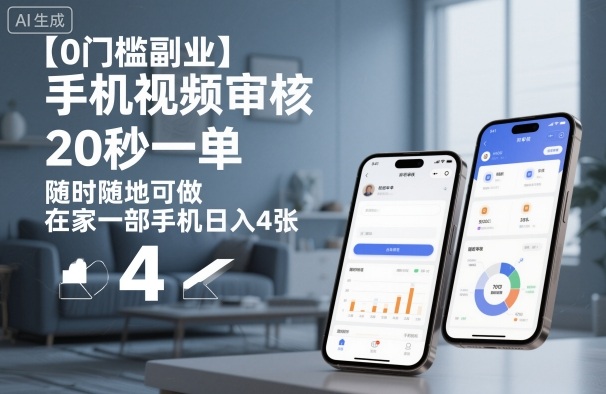 【0门槛副业】手机视频审核,20秒一单,随时随地可做,在家一部手机日入4张【揭秘】创客联盟总站-闲云创业网-老韩轻创网-中创网-福缘网-冒泡网-资源之家-魔方项目库创客联盟总站