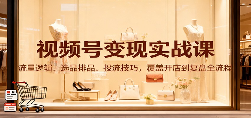视频号变现实战课:流量逻辑、选品排品、投流技巧,覆盖开店到复盘全流程创客联盟总站-闲云创业网-老韩轻创网-中创网-福缘网-冒泡网-资源之家-魔方项目库创客联盟总站