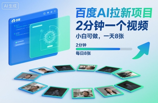 百度AI拉新项目,2分钟一个视频,小白可做,一天8张【附案例+保姆级教程】创客联盟总站-闲云创业网-老韩轻创网-中创网-福缘网-冒泡网-资源之家-魔方项目库创客联盟总站
