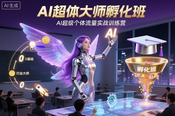 AI超体大师孵化班，AI超级个体流量实战训练营创客联盟总站-闲云创业网-老韩轻创网-中创网-福缘网-冒泡网-资源之家-魔方项目库创客联盟总站