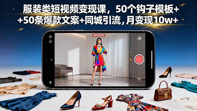 服装类短视频变现课,50个钩子模板+50条爆款文案+同城引流,月变现10w+创客联盟总站-闲云创业网-老韩轻创网-中创网-福缘网-冒泡网-资源之家-魔方项目库创客联盟总站