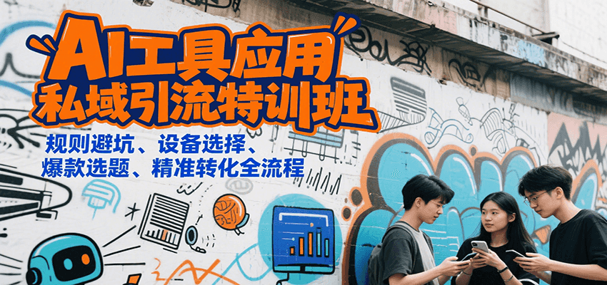 AI工具应用私域引流特训班,规则避坑、设备选择、爆款选题、精准转化全流程创客联盟总站-闲云创业网-老韩轻创网-中创网-福缘网-冒泡网-资源之家-魔方项目库创客联盟总站