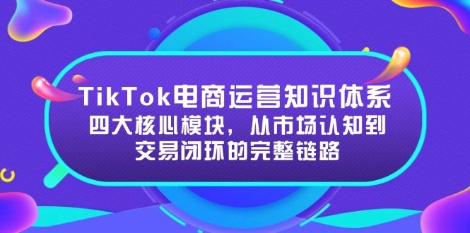 TikTok电商运营知识体系：四大核心模块，从市场认知到交易闭环的完整链路创客联盟总站-闲云创业网-老韩轻创网-中创网-福缘网-冒泡网-资源之家-魔方项目库创客联盟总站