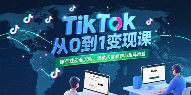 TikTok从0到1变现课，账号注册全流程，爆款内容制作与矩阵运营创客联盟总站-闲云创业网-老韩轻创网-中创网-福缘网-冒泡网-资源之家-魔方项目库创客联盟总站