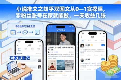 小说推文之知乎双图文从0—1实操课,零粉丝账号在家就能做,一天收益几张创客联盟总站-闲云创业网-老韩轻创网-中创网-福缘网-冒泡网-资源之家-魔方项目库创客联盟总站