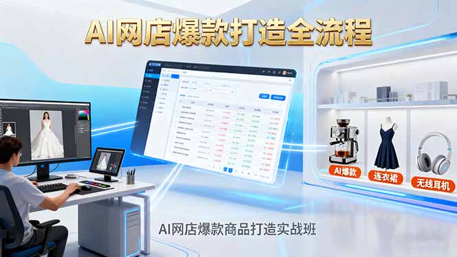 AI网店爆款商品打造实战班：AI技术实现商品图智能处理，快速搭建AI网店创客联盟总站-闲云创业网-老韩轻创网-中创网-福缘网-冒泡网-资源之家-魔方项目库创客联盟总站