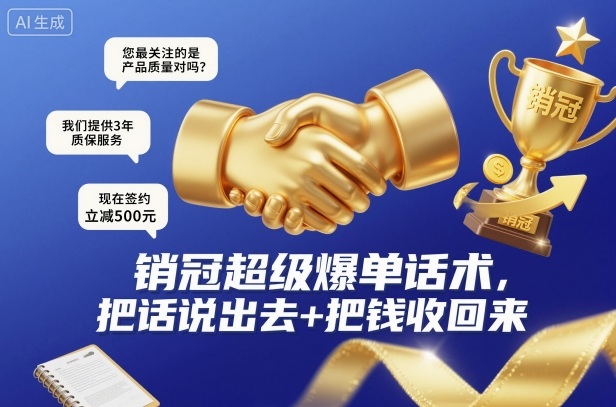 销冠超级爆单话术，把话说出去+把钱收回来创客联盟总站-闲云创业网-老韩轻创网-中创网-福缘网-冒泡网-资源之家-魔方项目库创客联盟总站