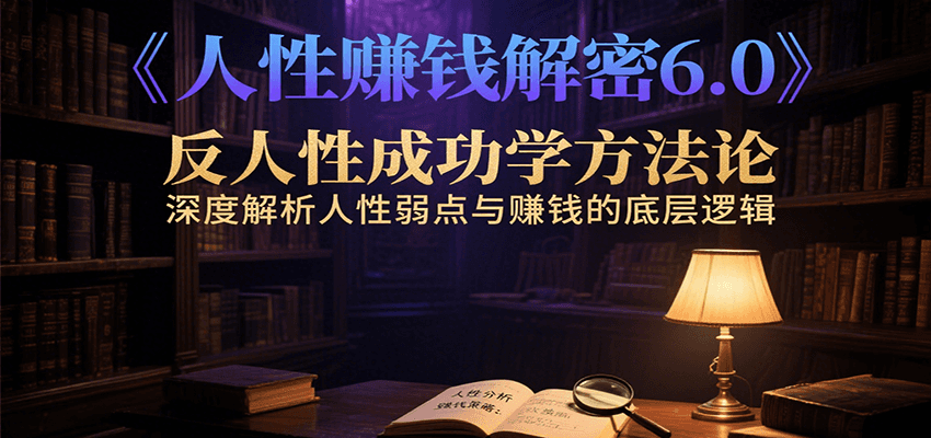 人性赚钱解密6.0，反人性成功学方法论，深度解析人性弱点与赚钱的底层逻辑创客联盟总站-闲云创业网-老韩轻创网-中创网-福缘网-冒泡网-资源之家-魔方项目库创客联盟总站