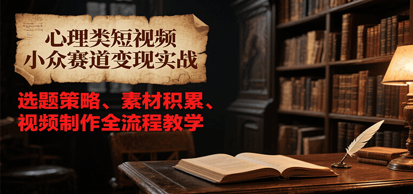 心理类短视频小众赛道变现实战,选题策略、素材积累、视频制作全流程教学创客联盟总站-闲云创业网-老韩轻创网-中创网-福缘网-冒泡网-资源之家-魔方项目库创客联盟总站