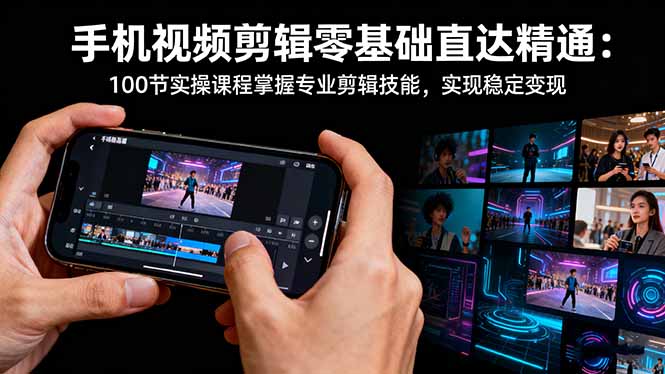 手机视频剪辑零基础直达精通：100节实操课程掌握专业剪辑技能，实现稳…创客联盟总站-闲云创业网-老韩轻创网-中创网-福缘网-冒泡网-资源之家-魔方项目库创客联盟总站