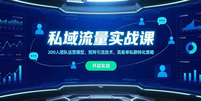 私域流量实战课,200人团队运营模型,矩阵引流技术,高客单私聊转化策略创客联盟总站-闲云创业网-老韩轻创网-中创网-福缘网-冒泡网-资源之家-魔方项目库创客联盟总站