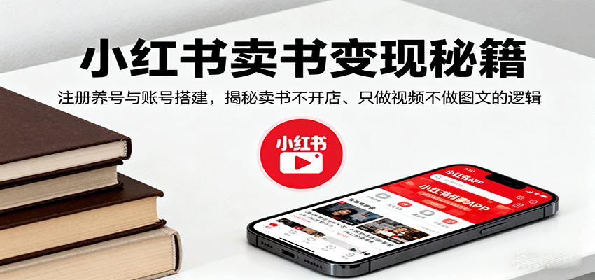 小红书卖书变现秘籍，注册养号与账号搭建，揭秘卖书不开店、只做视频不做图文的逻辑创客联盟总站-闲云创业网-老韩轻创网-中创网-福缘网-冒泡网-资源之家-魔方项目库创客联盟总站