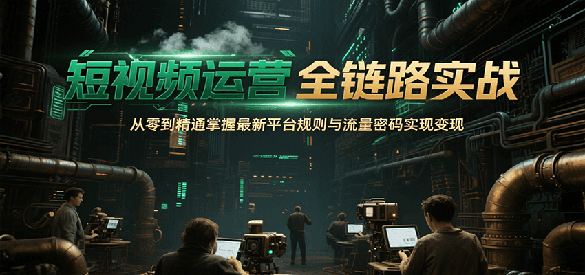 短视频运营全链路实战，从零到精通掌握最新平台规则与流量密码实现变现创客联盟总站-闲云创业网-老韩轻创网-中创网-福缘网-冒泡网-资源之家-魔方项目库创客联盟总站