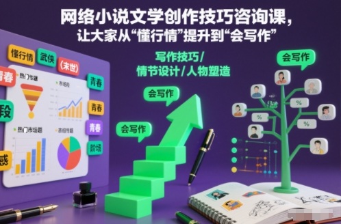 网络小说文学创作技巧咨询课,让大家从“懂行情”提升到”会写作”的高度创客联盟总站-闲云创业网-老韩轻创网-中创网-福缘网-冒泡网-资源之家-魔方项目库创客联盟总站