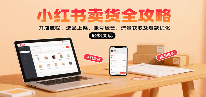 小红书卖货全攻略:开店流程、选品上架、账号运营、流量获取及爆款优化,轻松变现创客联盟总站-闲云创业网-老韩轻创网-中创网-福缘网-冒泡网-资源之家-魔方项目库创客联盟总站