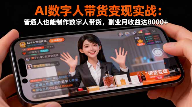 AI数字人带货变现实战：普通人也能制作数字人带货，副业月收益达8000+创客联盟总站-闲云创业网-老韩轻创网-中创网-福缘网-冒泡网-资源之家-魔方项目库创客联盟总站