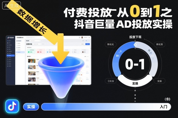 付费投放从0到1之抖音巨量AD投放实操创客联盟总站-闲云创业网-老韩轻创网-中创网-福缘网-冒泡网-资源之家-魔方项目库创客联盟总站