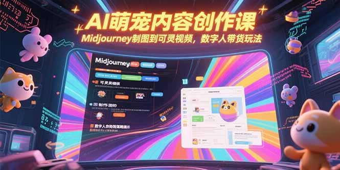 AI萌宠内容创作课，Midjourney制图到可灵视频，数字人带货玩法创客联盟总站-闲云创业网-老韩轻创网-中创网-福缘网-冒泡网-资源之家-魔方项目库创客联盟总站