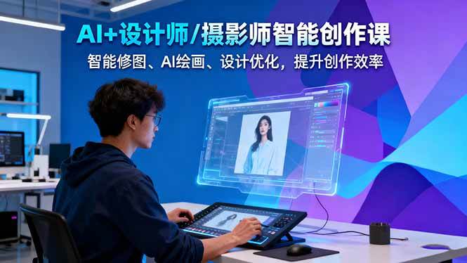 AI+设计师/摄影师智能创作课：智能修图、AI绘画、设计优化，提升创作效率创客联盟总站-闲云创业网-老韩轻创网-中创网-福缘网-冒泡网-资源之家-魔方项目库创客联盟总站