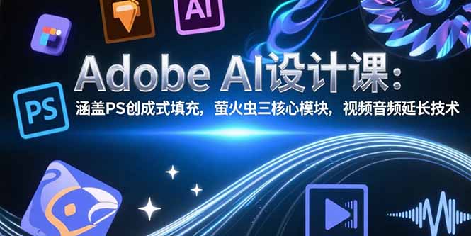 Adobe AI设计课：涵盖PS创成式填充，萤火虫三核心模块，视频音频延长技术创客联盟总站-闲云创业网-老韩轻创网-中创网-福缘网-冒泡网-资源之家-魔方项目库创客联盟总站