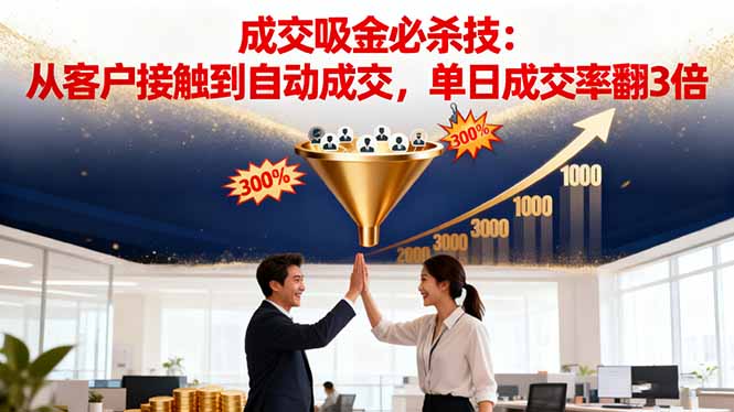 吸金成交营销必杀技：从客户接触到自动成交，单日成交率翻3倍创客联盟总站-闲云创业网-老韩轻创网-中创网-福缘网-冒泡网-资源之家-魔方项目库创客联盟总站