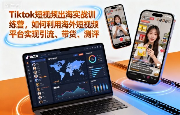 Tiktok短视频出海实战训练营,如何利用海外短视频平台实现引流、带货、测评创客联盟总站-闲云创业网-老韩轻创网-中创网-福缘网-冒泡网-资源之家-魔方项目库创客联盟总站