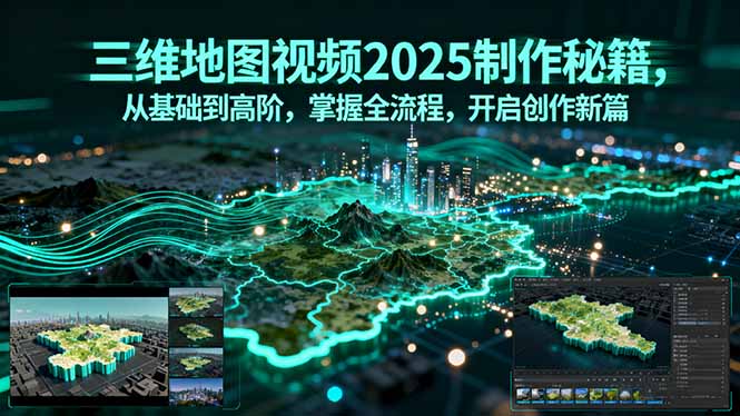 三维地图视频2025制作秘籍，从基础到高阶，掌握全流程，开启创作新篇创客联盟总站-闲云创业网-老韩轻创网-中创网-福缘网-冒泡网-资源之家-魔方项目库创客联盟总站
