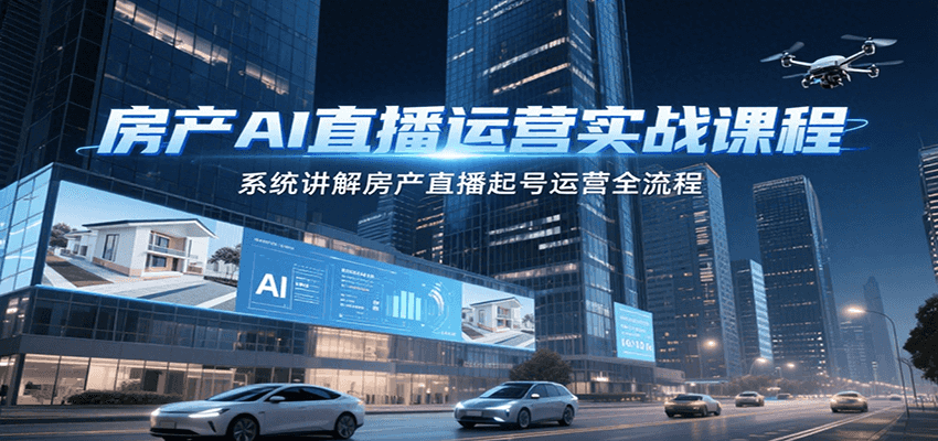 房产AI直播运营实战课程,系统讲解房产直播起号运营全流程创客联盟总站-闲云创业网-老韩轻创网-中创网-福缘网-冒泡网-资源之家-魔方项目库创客联盟总站
