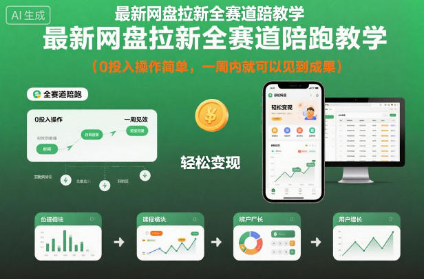 最新网盘拉新全赛道陪跑教学，0投入操作简单，一周内就可以见到成果创客联盟总站-闲云创业网-老韩轻创网-中创网-福缘网-冒泡网-资源之家-魔方项目库创客联盟总站