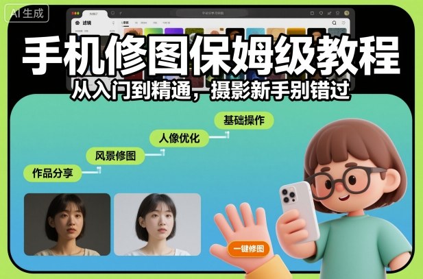 手机修图保姆级教程,从入门到精通,摄影新手别错过创客联盟总站-闲云创业网-老韩轻创网-中创网-福缘网-冒泡网-资源之家-魔方项目库创客联盟总站