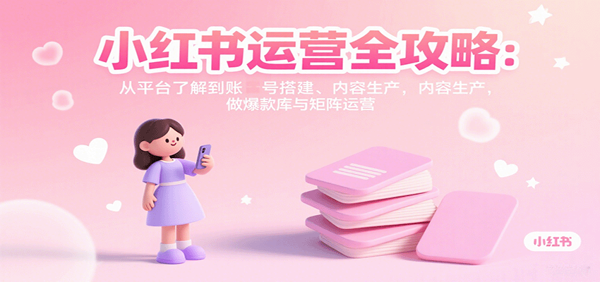 小红书运营全攻略:从平台了解到账号搭建、内容生产,做爆款库与矩阵运营创客联盟总站-闲云创业网-老韩轻创网-中创网-福缘网-冒泡网-资源之家-魔方项目库创客联盟总站
