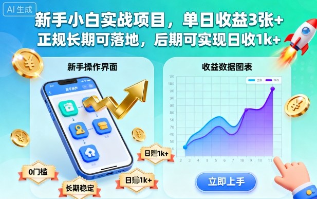 新手小白实战项目,单日收益3张+,正规长期可落地,后期可实现日收1k+【揭秘】创客联盟总站-闲云创业网-老韩轻创网-中创网-福缘网-冒泡网-资源之家-魔方项目库创客联盟总站