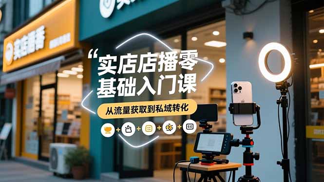 实体店播零基础入门课，实体店+短视频+直播+微信生态+私域社群，从流量获取到私域转化创客联盟总站-闲云创业网-老韩轻创网-中创网-福缘网-冒泡网-资源之家-魔方项目库创客联盟总站