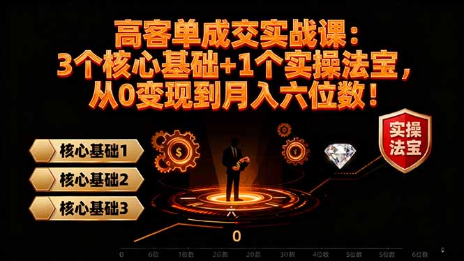 高 客单成交实战课：3个核心基础+1个实操法宝，从0变现到月入六位数！创客联盟总站-闲云创业网-老韩轻创网-中创网-福缘网-冒泡网-资源之家-魔方项目库创客联盟总站